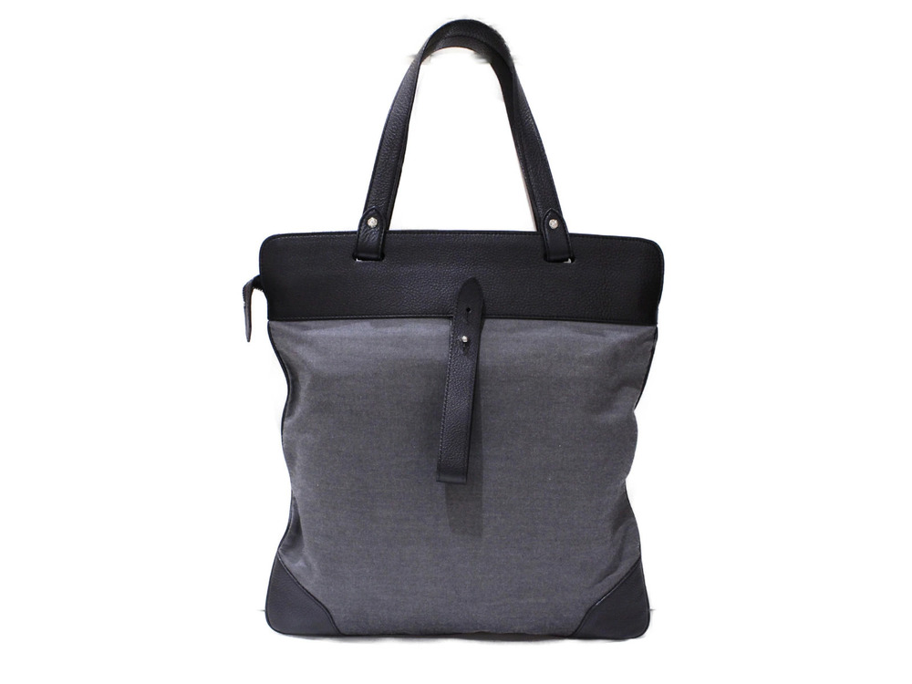 Burberry Bag Canvas Tote Black Gray Collection Prorsum Leather